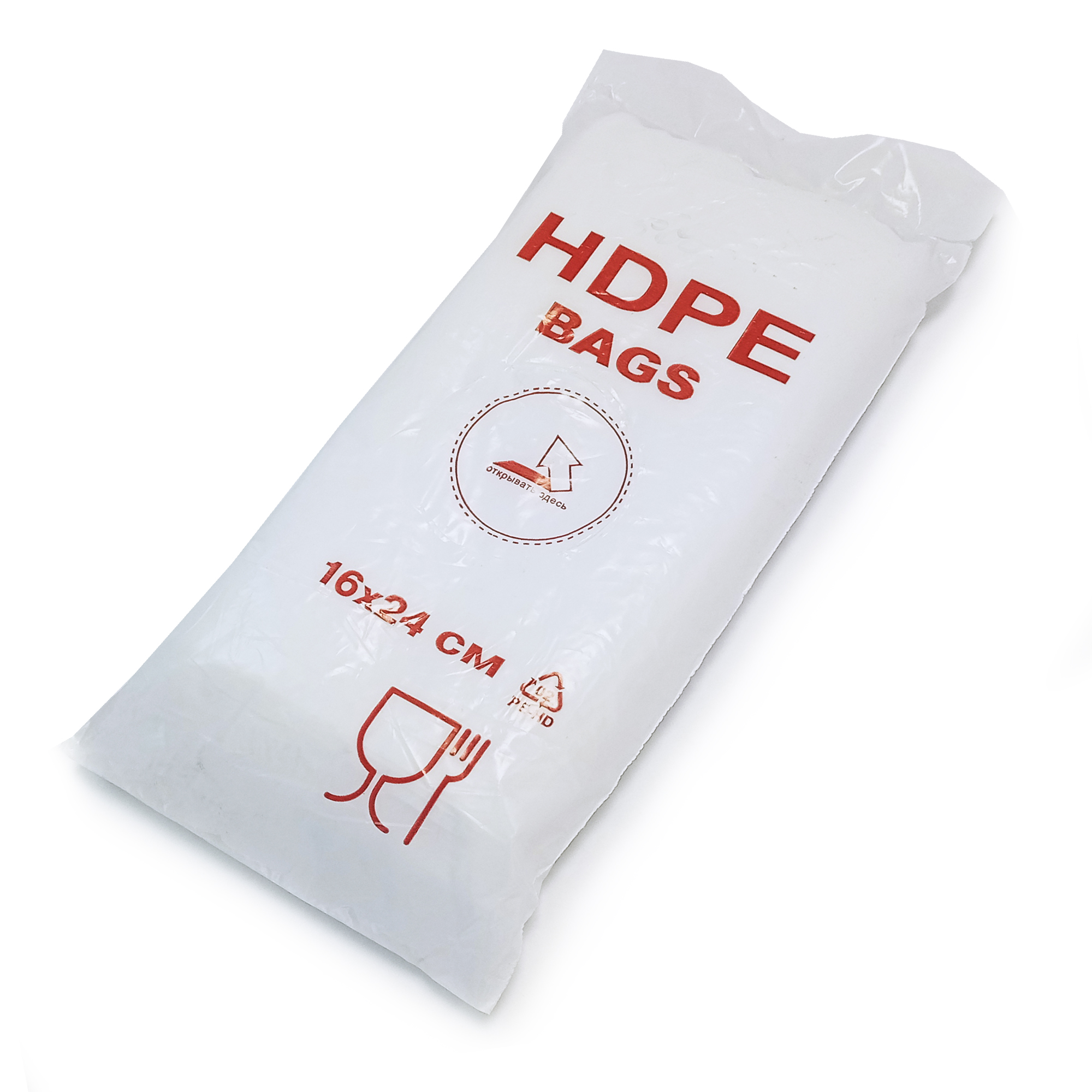Пакет фасов. ПНД  16х24  8мкн HDPE bags КРАСНЫЕ БУКВЫ А